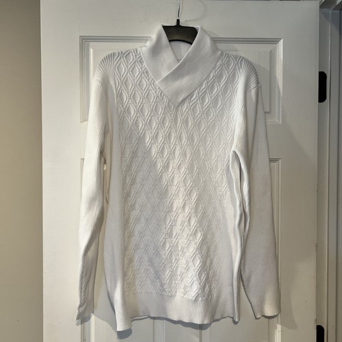 COOFANDY Men's Cable Knit Sweater Stripe Long Sleeve Pullover NWT