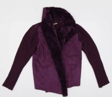 Oasis Womens Purple Knit Winter Jacket Sz L Supreme Class Nice Design