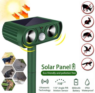 Solar Animal Repeller, Rabbit, Mole, Dog, Cat, Waterproof with Motion Detector