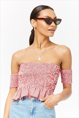 smocked gingham top