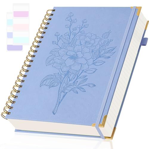 A5 Light Blue Hardcover College Ruled Spiral Notebook for School or Office