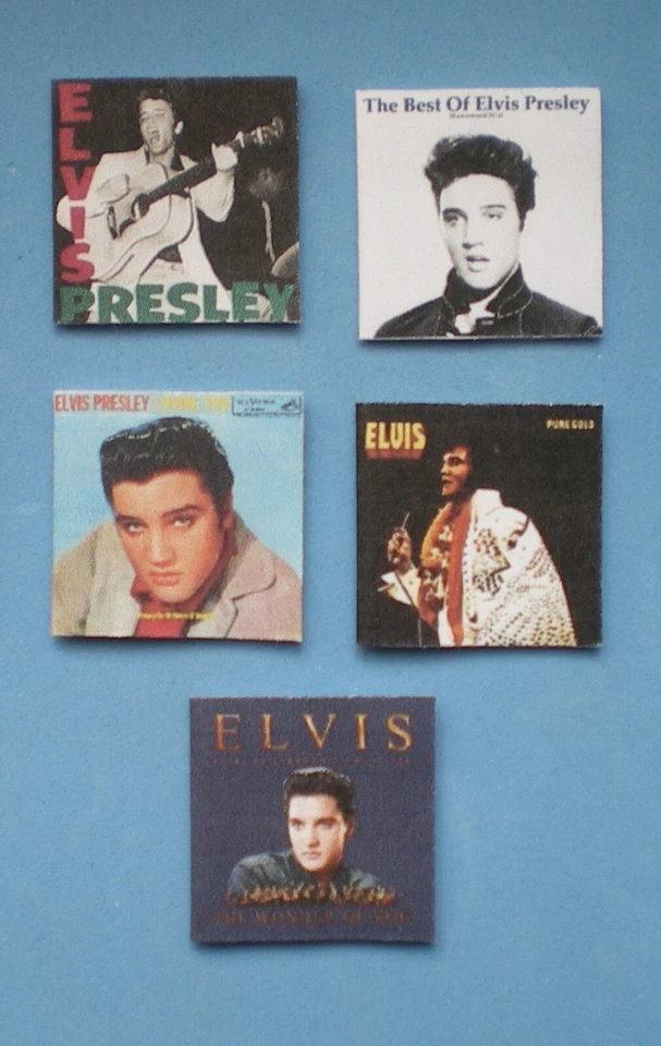 Puppenhaus Miniaturen Zubehör - Musik Album Cover x 5 - ELVIS PRESLEY