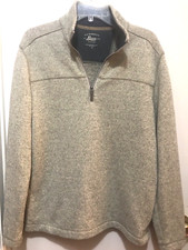 Sweater Men's Size Large 1/4 Zip Pullover Gray 100 Poly G.H. Bass  Co.