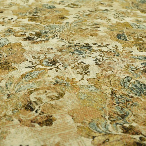 Neu Blumenmuster Damast beige Farbe Raupenille Vorhänge Polsterstoffe - Bild 1 von 5