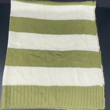 Cocalo Green and White Stripe Baby Blanket Sweater Knit 30 x 40 Lovey Security 