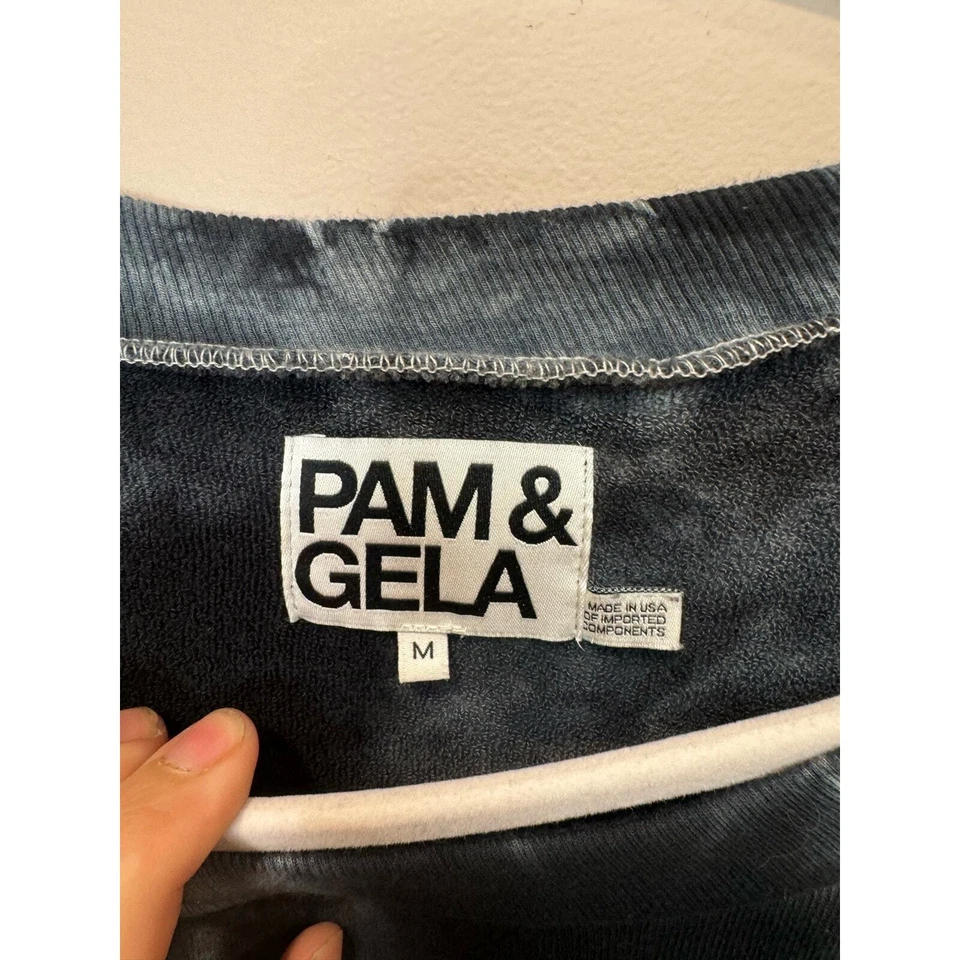 PAM & GELA Side Split Black Gray Tie Dye Sweatshirt Size Medium - Image 4 of 4