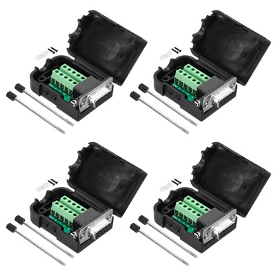 D-Sub DB9 Breakout Board Connector mit Gehäuse Klemmblock Adapter 4er Pack