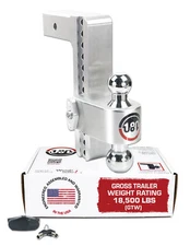 Weigh Safe 10" Drop Hitch for 2.5" Receiver, 18,500 lbs GTW, Chrome Balls