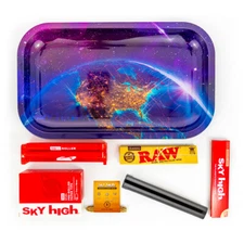 Metal Rolling Tray 'Merica Combo Bundle Kit RAW, SKY HIGH Gift Pack Set #22 King