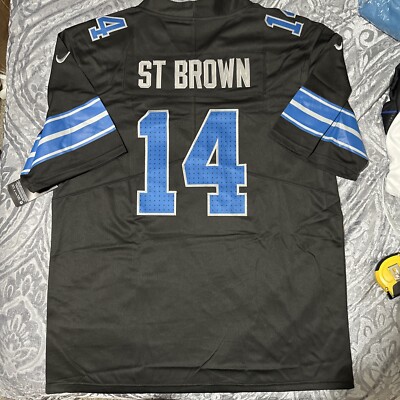 Amon Ra St Brown Jersey Detroit Lions Black 2024 Large Stitched