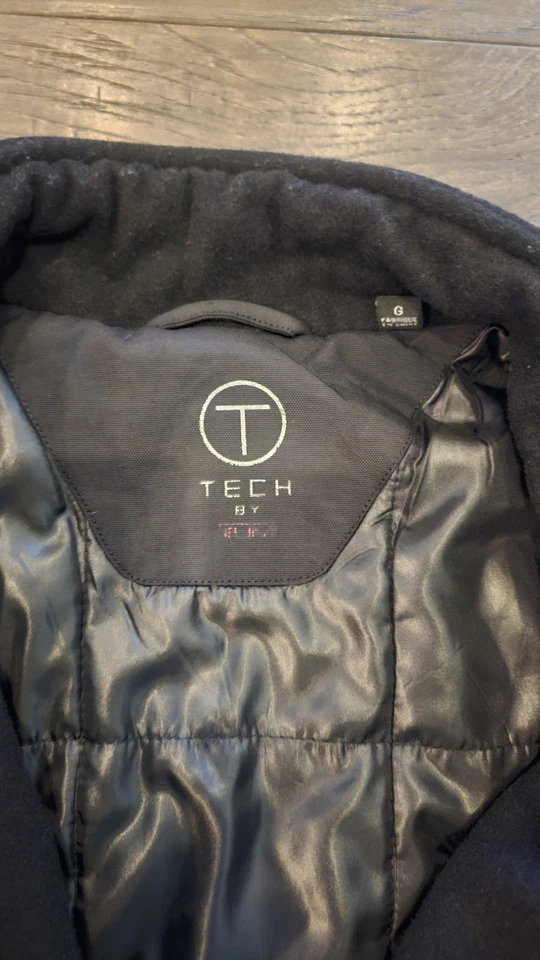 Abrigo Chaqueta Tech by Tumi Mezcla de Lana Acolchado Forrado Cremallera Completa Hombres Negro Cuello Simulado L Foto 4 de 4