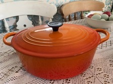 Le Creuset Cast Iron Enamelled Casserole Dish Oval Volcanic/ Flame Orange