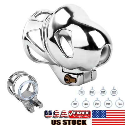 Male Chastity Device Realistic Cage Men Metal Locking Belt Stainless Steel CC723