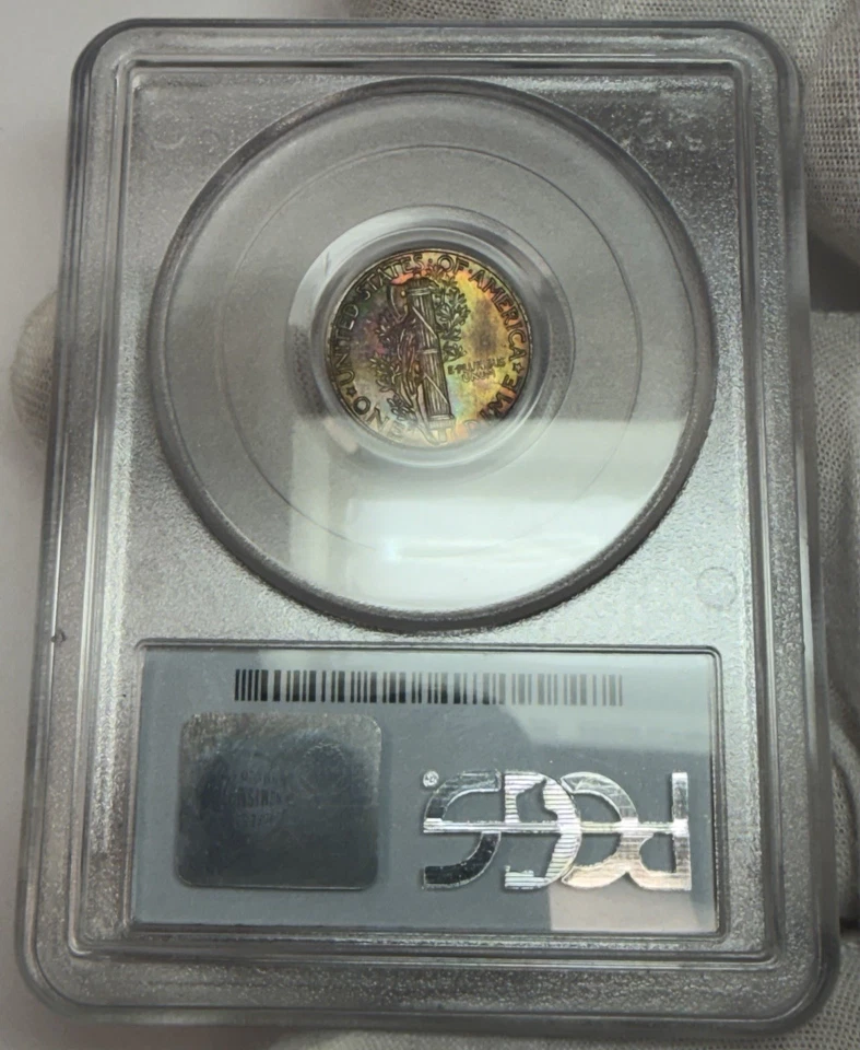 1938 MS64 FB - Silver Mercury Dime *RAINBOW TONING* Video Attached - Image 4 of 4