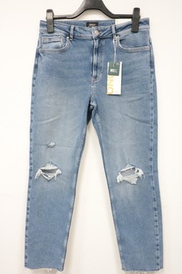 ONLY Damen Jeans Erica Straight Mid Waist Ankle Hose 15238155 Blau Gr.XL Neu