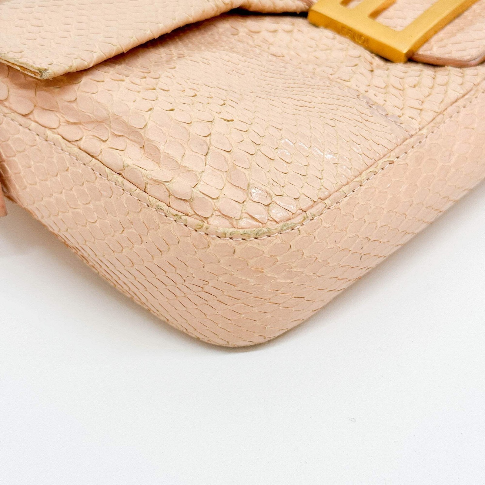 FENDI Baguette Light Pink Python Embossed Leather… - image 9
