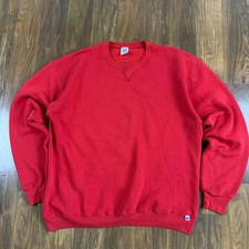 Vintage Russell Athletic Red Crewneck Sweatshirt XL Made in USA V-Stitch Ribbed
