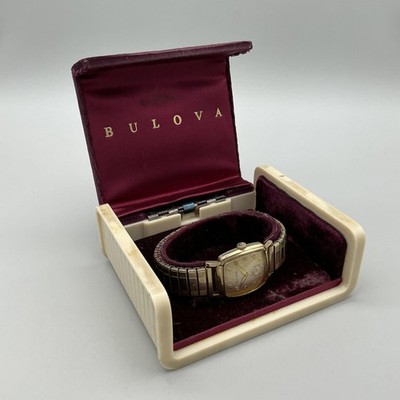 Vintage Bulova Senator G 1958 Mens Watch 27mm 10K RGP BOX Manual Stretch Band