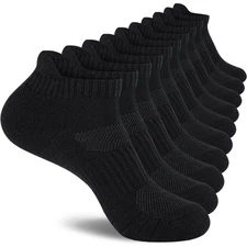 Men's Cotton Athletic Ankle Socks - Cushioned Moisture Wicking 6-Pack