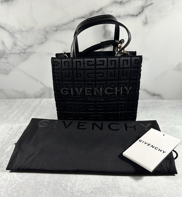Givenchy G-Tote Mini 4G Jacquard Tote Black Leather Trim Crossbody