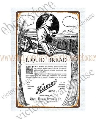 1910 ads retro beer memorabilia liquid bread metal tin sign country home decor