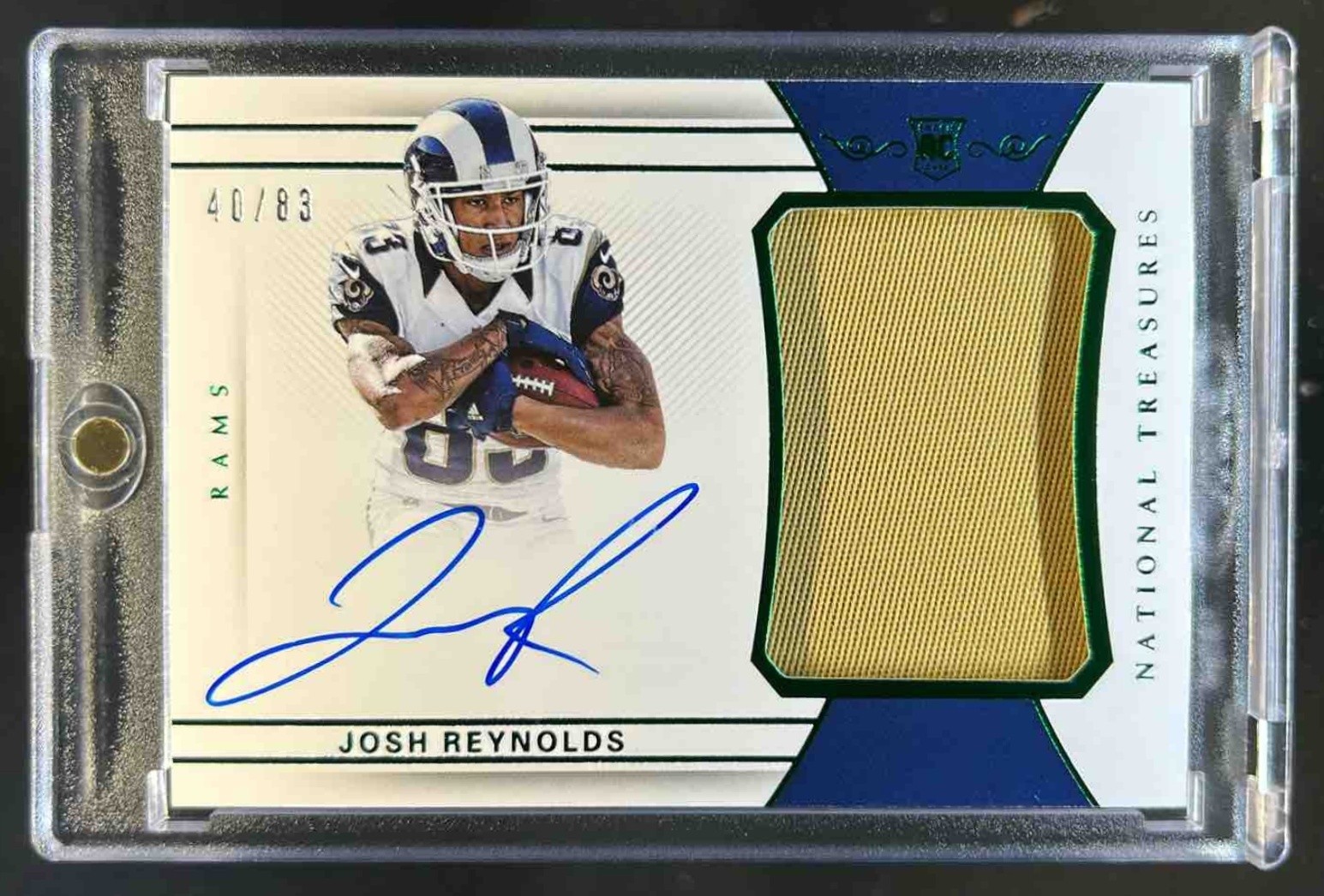 2017 National Treasures Josh Reynolds Rookie Patch Auto Green Jersey RC #40/83