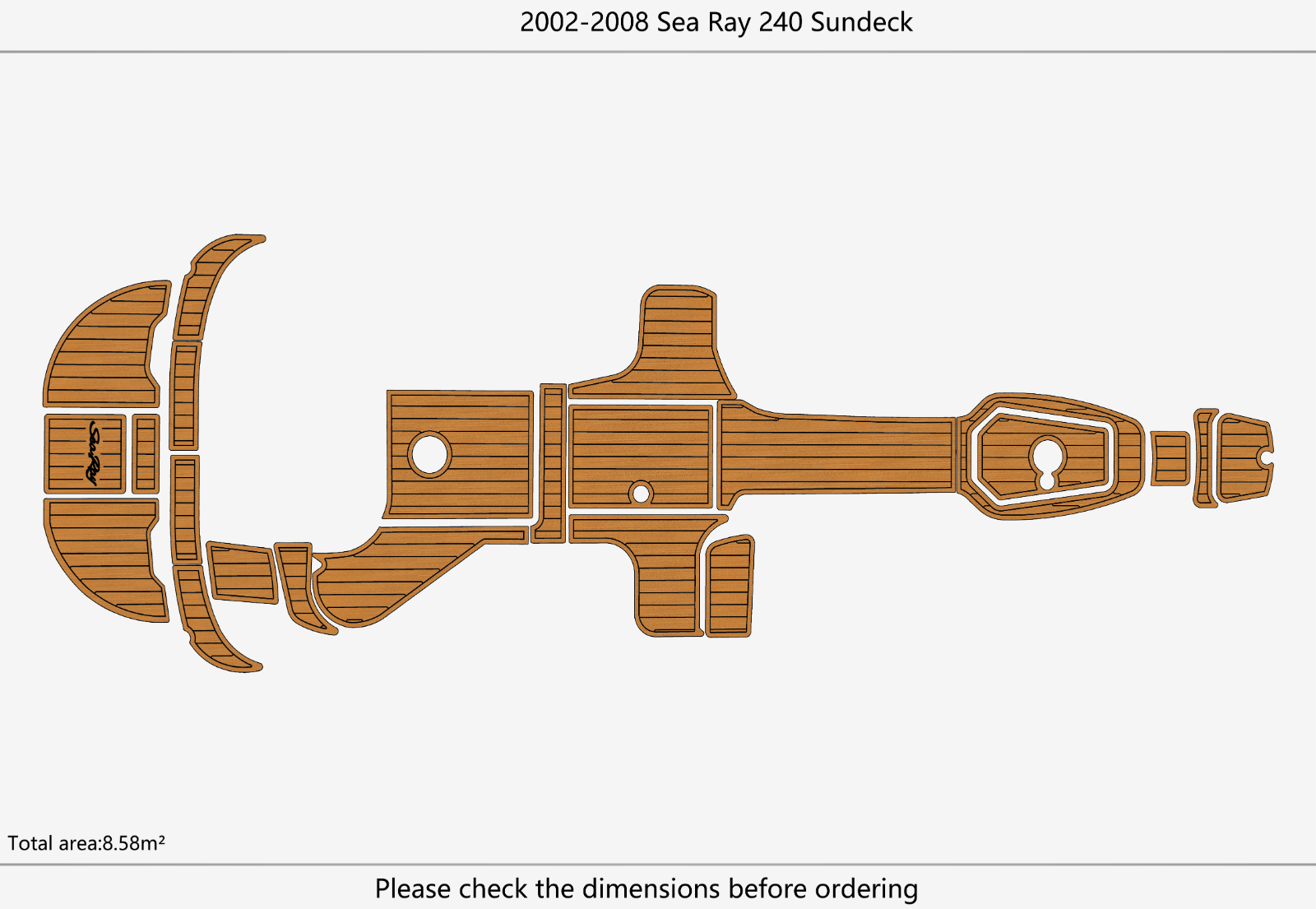 2006 Sea Ray Sundeck 240 Swim Platform Cockpit Pad Boat EVA Teak Deck Floor