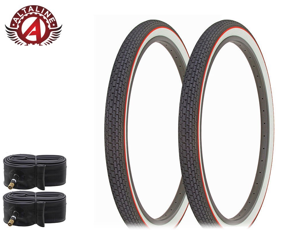 AltaLine 26x2.125 Mini Brick Bicycle Tires Classic Cruiser Multi Colors w/Tubes.