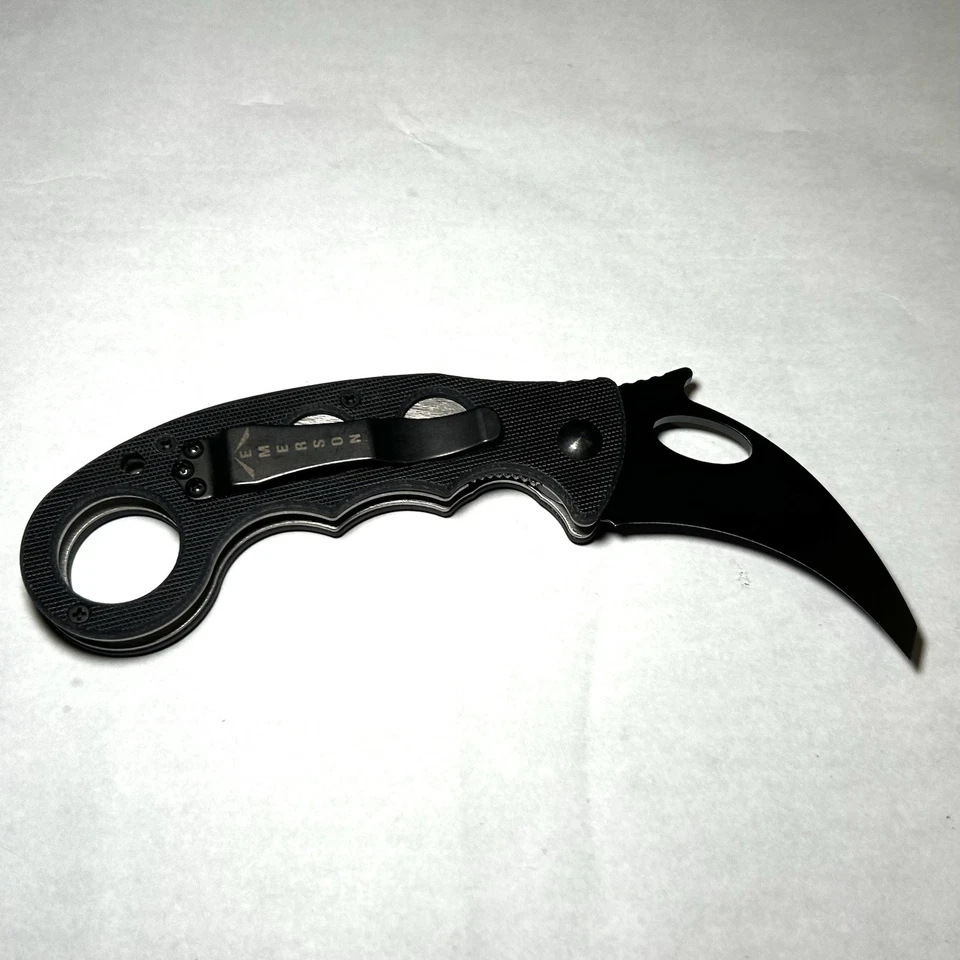 Cuchillo de bloqueo plegable Emerson Combat Karambit hoja negra de carey de 2,6 pulgadas Foto 2 de 4