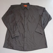 Red Kap Mens Long Sleeve Work Shirt Charcoal Gray Industrial Uniform SP14BK L RG