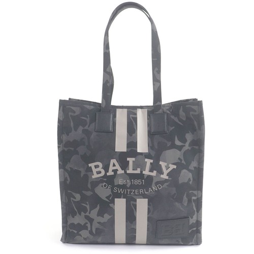 Excellent BALLY Tote Bag CRYSTALIA Camouflage Pattern Logo Print Khaki
