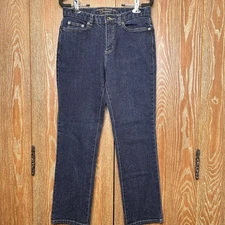 Lauren Jeans Co Premium Jeans Women Size 2P Dark Wash Denim Classic Straight Leg