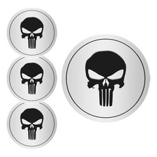 4 PCS Car Wheel Center Hub Cover, 2.2" Skull Center Cap Sticker for Silver