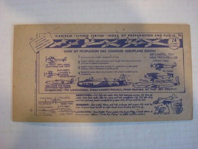 Nabisco Flying Circus Prep & Flight Index card 11A 1948