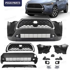 Front Bumper Cover W/O Sensor Holes Grill Fog For 2022-2024 Toyota Corolla Cross