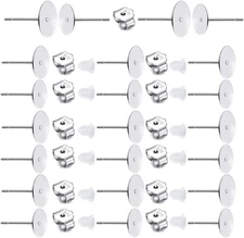 160 PCS 925 Sterling Silver Plated Earrings Posts Flat Pad Hypoallergenic Flat P