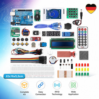 Starter Kit für Arduino UNO R3 RFID im Kunststoffkasten 40+ Komponenten DE