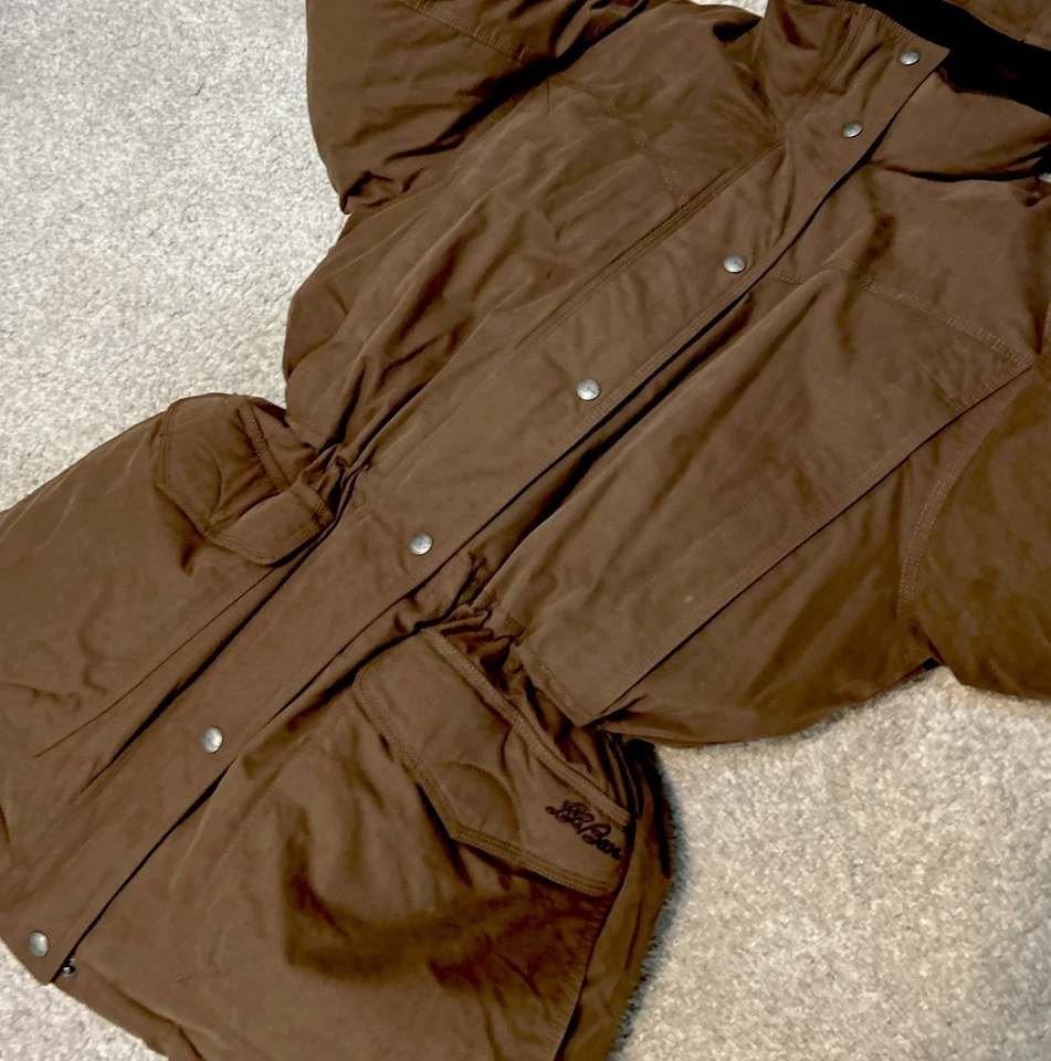 LL Bean Jacket Women's Goose Down Baxter State Parka Coat Faux Fur Sz M - Image 3 of 4