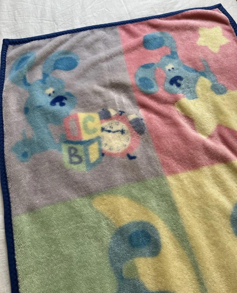 Vintage Blue's Clues Baby Blanket Toddler Tickety Tock Clock Blocks - Image 2 of 4