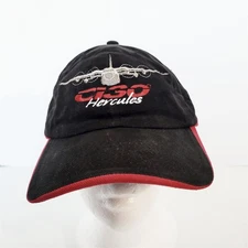 C-130 Hercules Black Red Cap Hat Embroidered Military Strapback