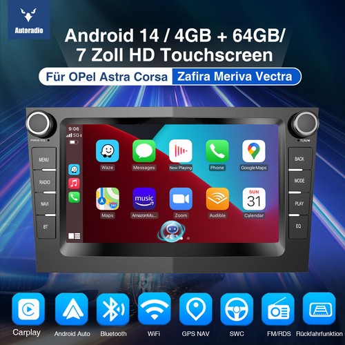 Autoradio Carplay DAB+ Android 14 4+64G GPS Cam Für Corsa D Astra Zafira Vectra - Bild 2 von 14