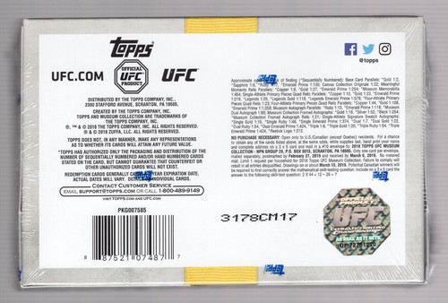 2018 TOPPS MUSEUM COLLECTION UFC FACTORY SEALED HOBBY BOX **2 AUTOS/1 MEM** - Picture 2 of 3