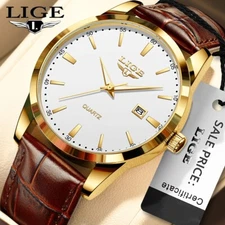 Luxury Men's Watch Waterproof Quartz Date Luminous Business Leather Wristwatch