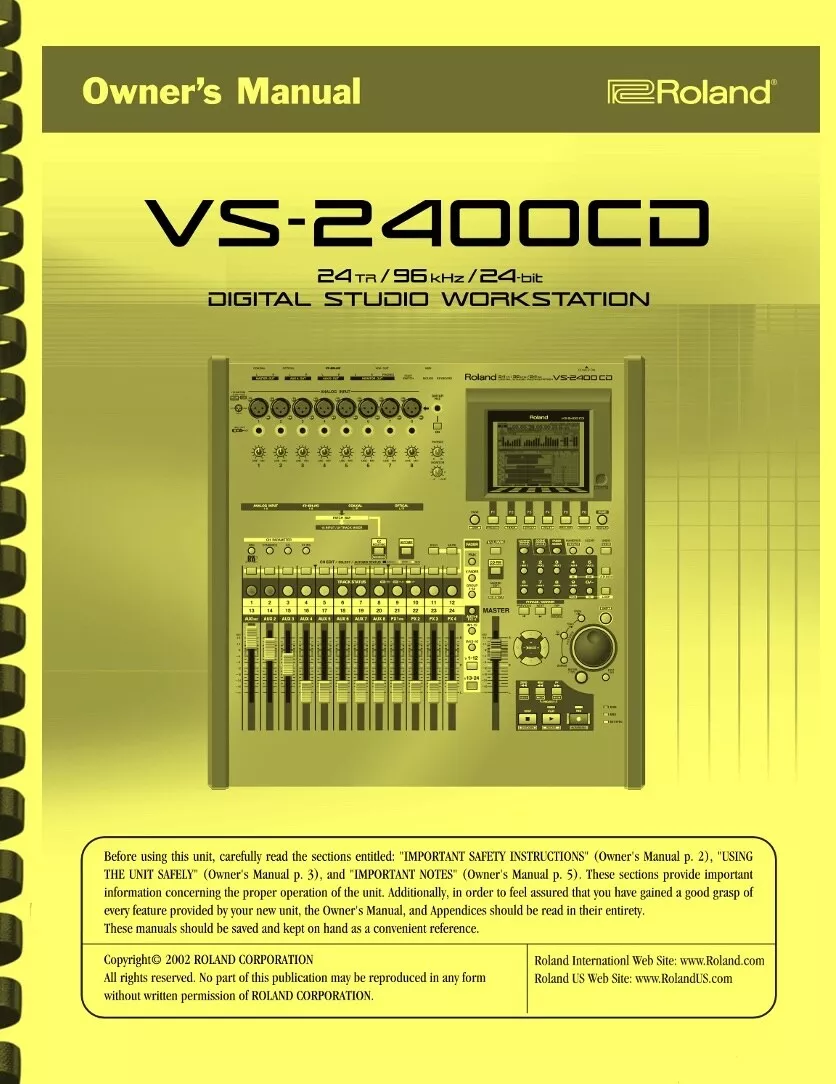 Roland VS-2400CD Digital Studio Workstation OWNER'S MANUAL | eBay