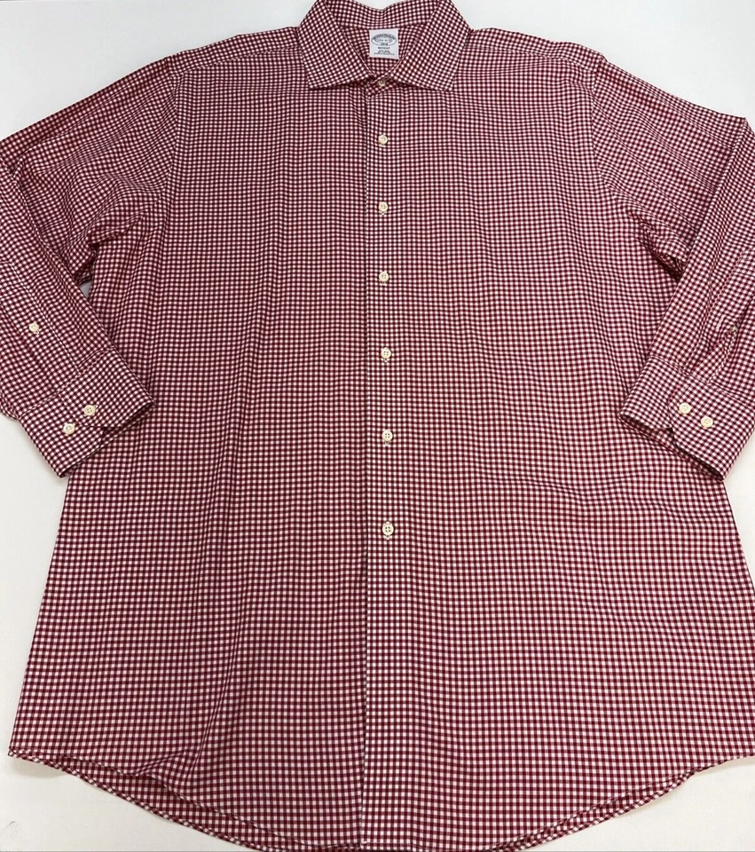 Brooks Brothers Regent Button Up Long Sleeve Shirt Men 17 1/2- 2/3 Red Check - Image 2 of 4