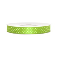 Satinband, Gepunktet, ApfelgrüN B:12 Mm, L: 25 M