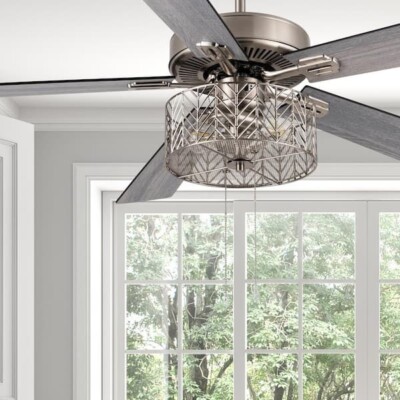 River of Goods Modern Industrial Ceiling Fan w/Cage Shade LED