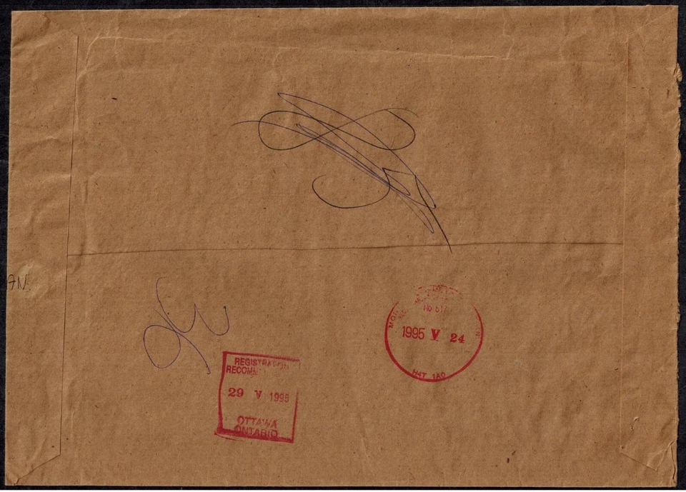 Polonia 1995 Correo Aéreo Oficial Registrado a Ottawa para Reconciliación RARO Foto 3 de 4