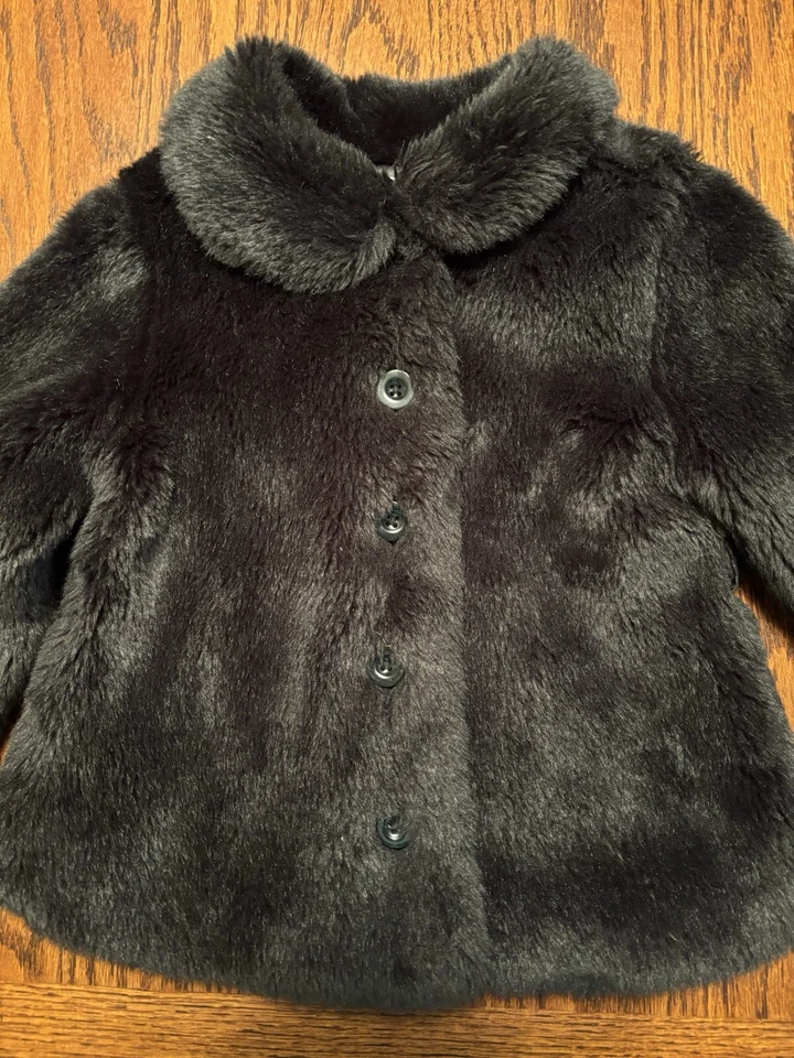 Chaqueta Abrigo Gymboree Niña Imitación Piel Fiesta Ocasión Boda Vestir Negro Talla 4 Foto 3 de 4