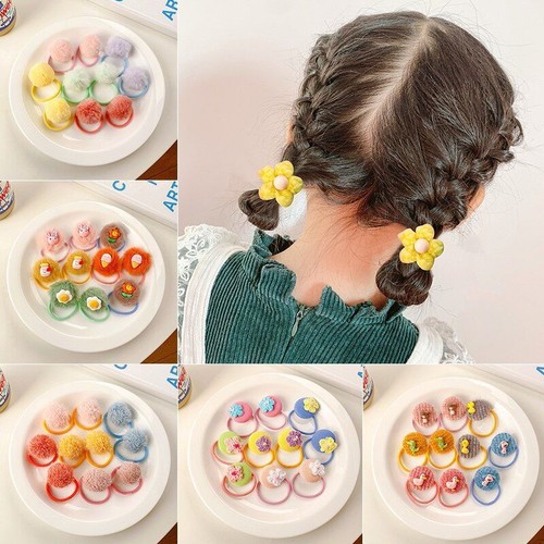 Elastic Band Set Kids Hair Accessory Girls Cute Cartoon Flower Rubber Scrunchies - Picture 5 of 67